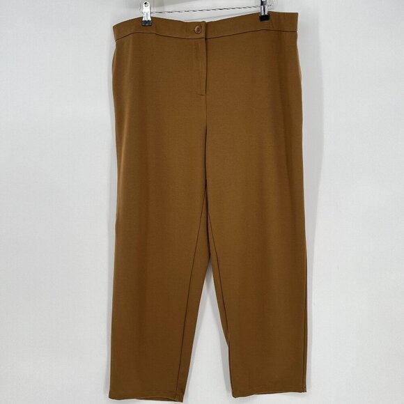 Eileen Fisher Trouser Pants  Womens Size XL High Rise Cropped Brown - Picture 1 of 8